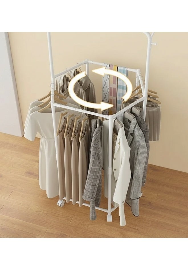 هابي هوم ستاند ملابس متحرك على عجلات 165×73×36 سم – علاقة ملابس أرضية معدنية شديدة التحمل مع رفوف تخزين متعددة، منظم ملابس عملي للمدخل وغرفة النوم وغرفة الملابس، تصميم عصري لتنظيم الملابس، الأحذية والإكسسوارات واستغلال المساحة بأفضل شكل - Image 3